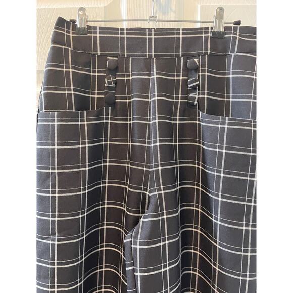 Unique Vintage Ginger Window Pane Plaid High Waist Sailor Pants 1940s Sz M #41 - Picture 5 of 7